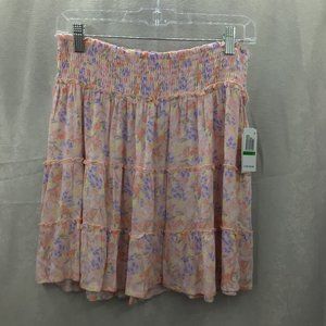 Hippie Rose Pink Floral Mini Skirt Large Juniors NWT